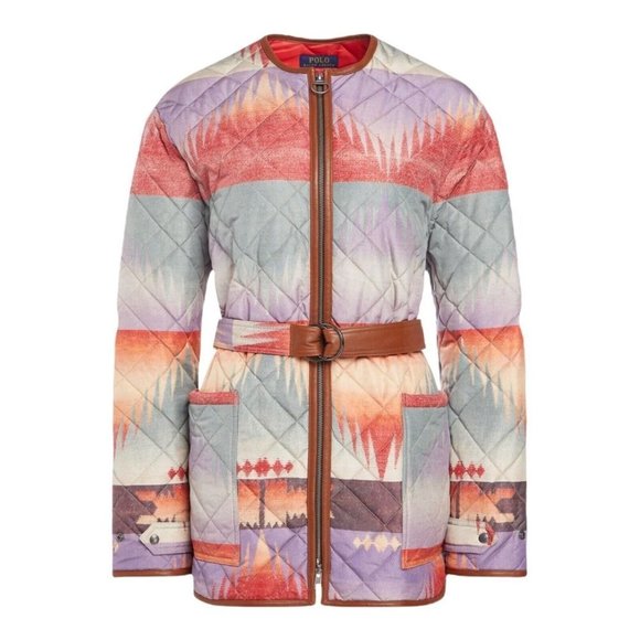 Women Polo Ralph Lauren Tricot Quilted Bomber Jacket With Genuine Leather Small - Picture 3 of 12